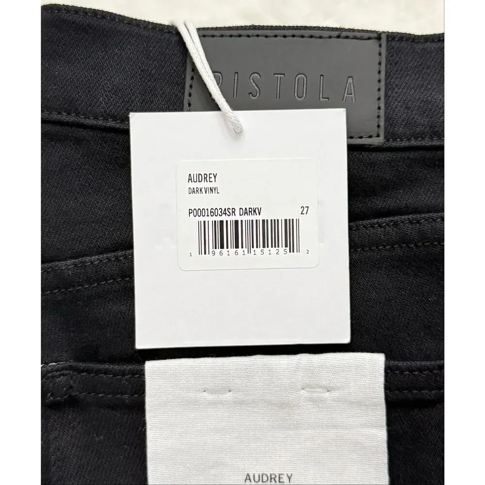 Pistola Audrey Mid Rise Skinny Jeans Dark Vinyl Black Stretch Size 27 NWT